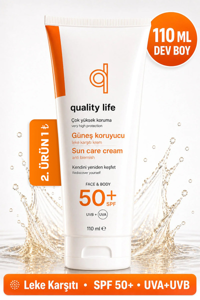 Quality Life Yüz Güneş Kremi 110 ML - Su Bazlı Leke Karşıtı Güneş Koruyucu 50...