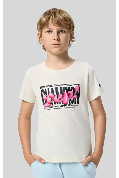 Champion SS Tee Çocuk Bej  Tişört - 405150-YS141