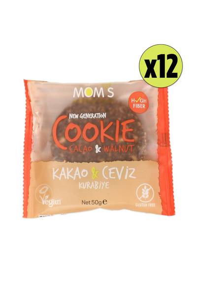 Mom's Natural Foods Glutensiz KAKAO & CEVİZ Cookie - 12'li