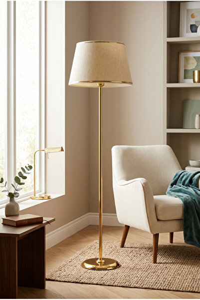 Vinner Conic Gold Lambader – Paslanmaz Metal & Gold Şeritli Krem Başlık – Mod...