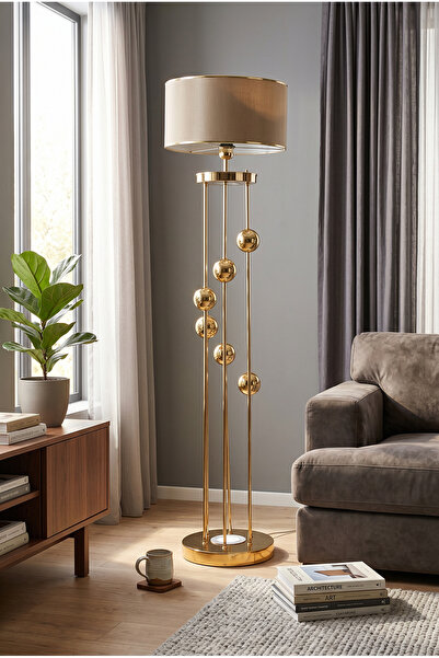 Vinner Aura Gold Spotlu Metal Lambader Mataro Vizon – Lüks Salon Köşe Aydınla...