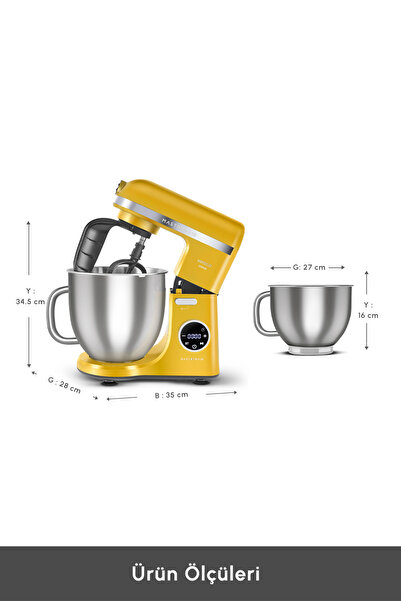 Karaca Mastermaid Chef Ultra D2000W Dijital Ekranlı Hamur Yoğurma Makinesi Yellow 7L