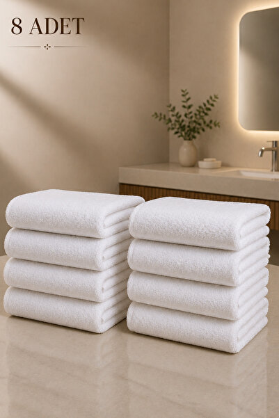 Formeya 8 Pieces Hotel Towels White 50X85 cm 200 Grams Bukle - Armür Hand Fac...
