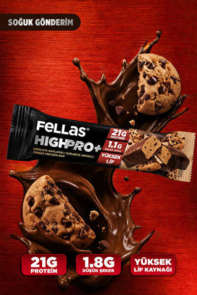Fellas Çikolata Kaplı HighPro+ Protein Bar - Kurabiye Aromalı (50g) - 12 adet