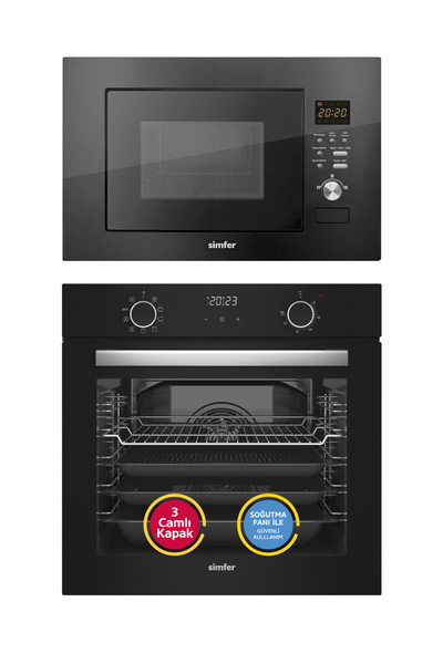 Simfer 8215 0+9 Fonk. Airfry Siyah Cam Ankastre Fırın Dijital + 2320 Siyah 23...