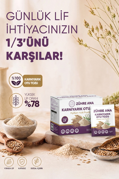 Zühre Ana Doğal Karnıyarık Otu (Psyllium) Tozu 30 saşe x 5gr
