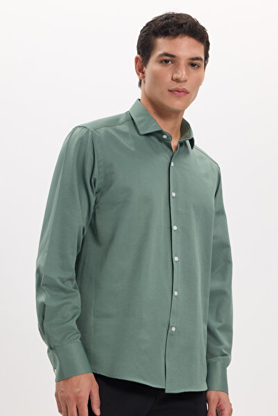 Tudors Men's Regular Fit Classic Cut Cotton Easy-Iron Dobby Mint Shirt