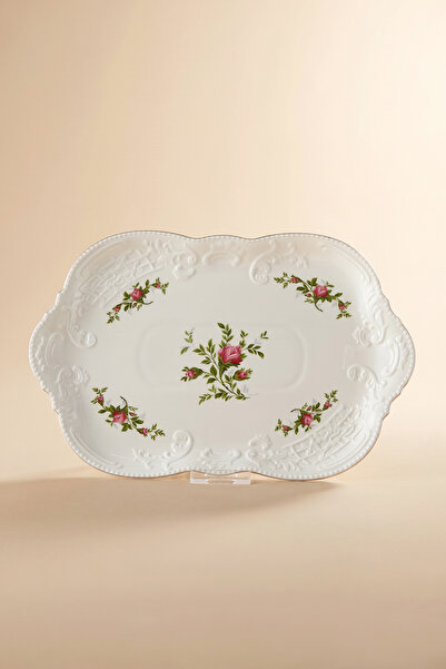 Karaca Vintage Rose Kayık Tabak 25 cm Krem