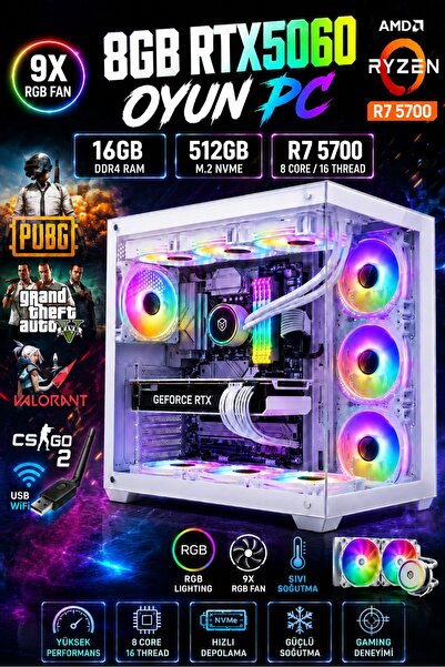 Dmc N274 Windows 11 Ryzen 7 5700 ∣ 16GB RAM ∣ 512GB M2 SSD ∣ RTX5060 Sıvı Soğ...