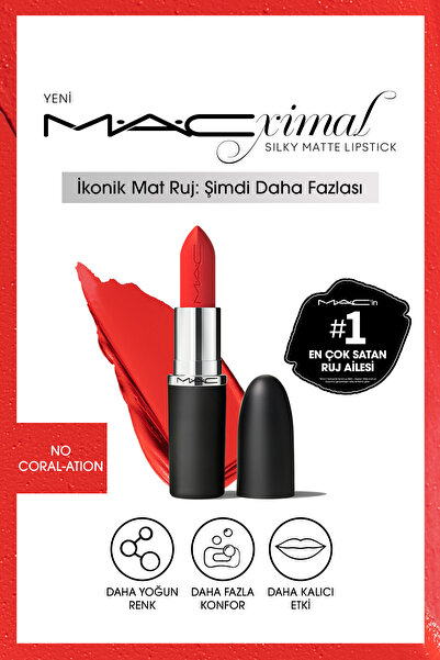 M.A.C أحمر شفاه M·A·CXIMAL حريري غير لامع يوفر تأثيرًا مرطبًا ولونًا مكثفًا -...