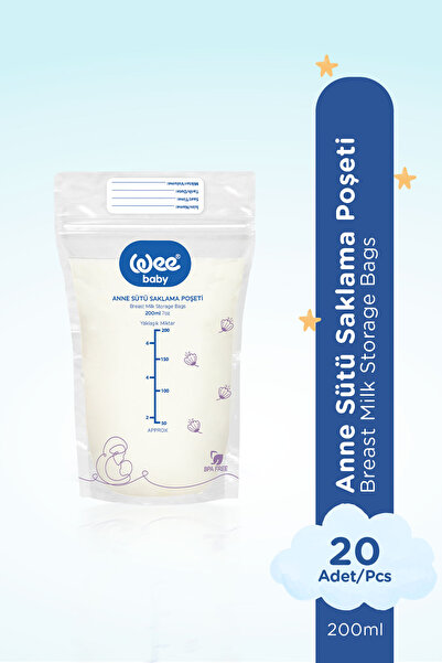 Wee Baby Anne Sütü Saklama Poşeti 20'li Steril Süt Saklama Torbası (20X200 Ml)