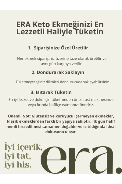Era Gurme Ketojenik, Glutensiz Ekmek (400-450 g)