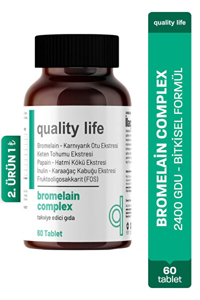 Quality Life Bromelain Complex 2500 GDU 60 Tablet - Papain - Karnıyarık Otu T...