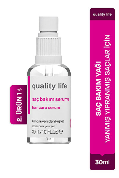Quality Life Yanmış Yıpranmış Saçlar İçin Saç Bakım Yağı Serumu Argan Keratin...