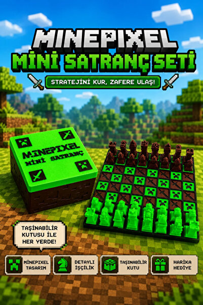 Vaiflagy Store Minepixel Mini Satranç (Chess) Seti Kutulu Oyun Hediyelik, Dekor