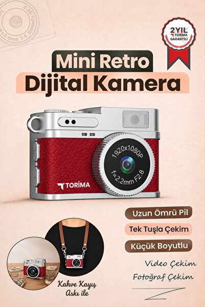 Mini Digital Camera Selfie Video Mini Vlog Camera 1080P CMR35 Burgundy
