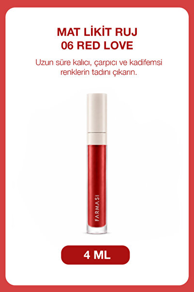 Farmasi Uzun Süre Kalıcı Kadifemsi Yapı Mat Likit Ruj | 06 Red Love