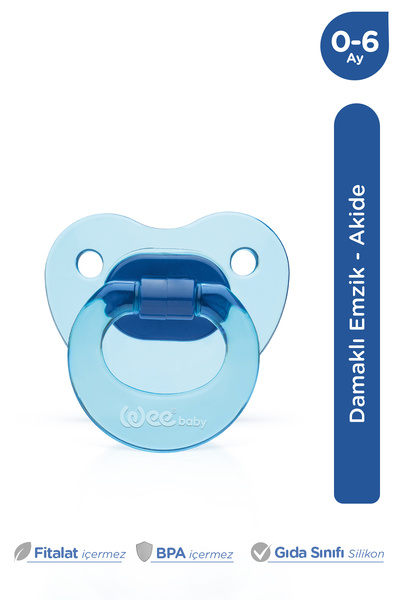 Wee Baby Akide Damaklı Orthodontic Soft Silicone Tip Pacifier 0-6 Months Blue