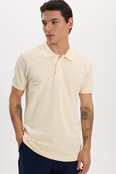 Tudors Men's slim fit premium series 100% cotton soft mercerized beige polo c...