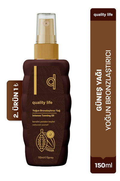 Quality Life Yoğun Bronzlaştırıcı Güneş Yağı E Vitaminli Işıltılı 150 ml Şişe