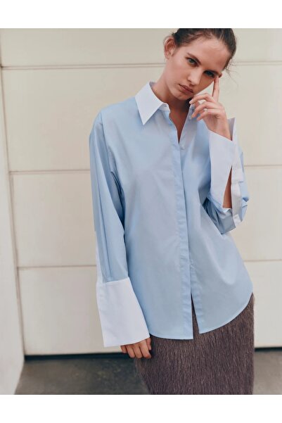 Marks & Spencer Oversize-Hemd aus reiner Baumwolle mit Kontrastdetails
