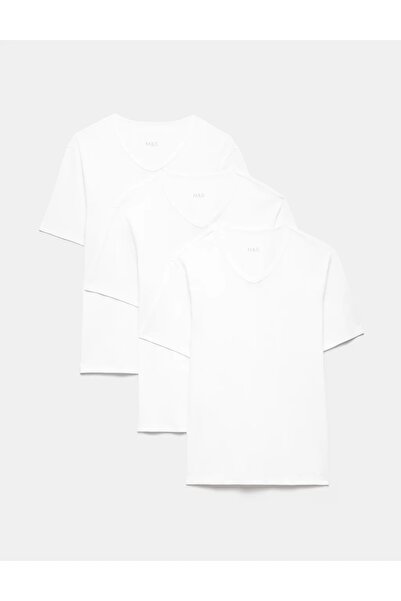 Marks & Spencer 3er-Pack Essential Baumwoll-T-Shirts mit V-Ausschnitt