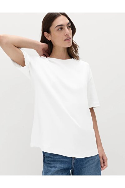 Marks & Spencer Αμιγώς βαμβακερό μπλουζάκι με στρογγυλή λαιμόκοψη, oversized