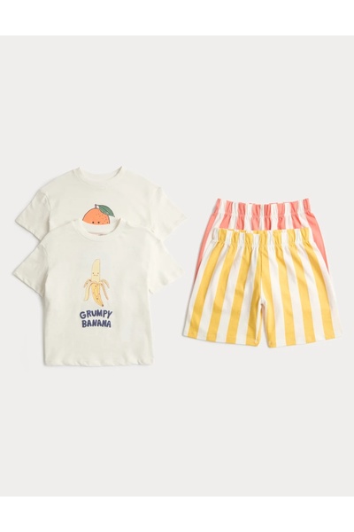 Marks & Spencer 2 Pack Pure Cotton Fruit Pyjama Sets (1-8 Yrs)