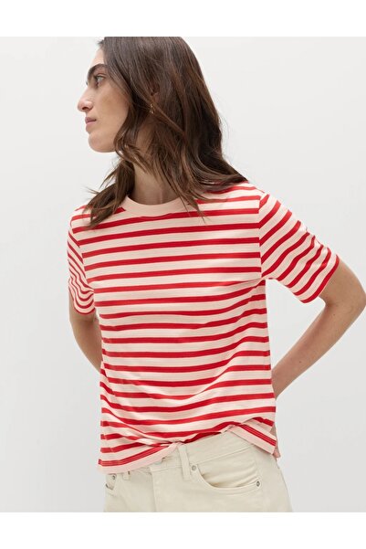 Marks & Spencer Tricou din bumbac pur, cu dungi, croială casual, pentru purta...