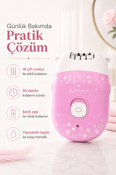 Bright Elegance BE-1189 Kablolu / Kablosuz Şarjlı 2 Kademe 18 Çift Cımbız Epilasyon Aleti