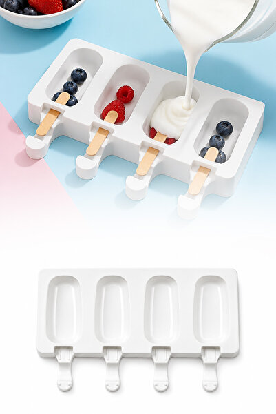 omilife Silikon Dondurma Kalıbı 3lü Magnum Kalıp 50 Ahşap Çubuk Ev Tipi Dondu...