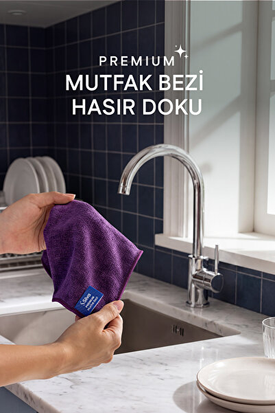 Silva Ultrafiber Premium Mutfak Bezi Hasır Doku 30x30 Cm Mürdüm Moru