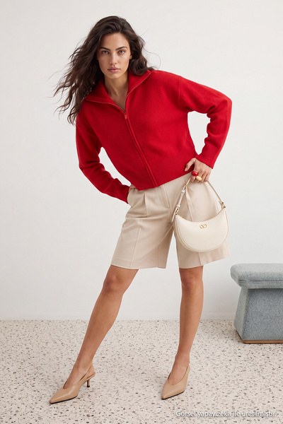 Trendyol Collection Red Wardrobe Essentials Soft Textured Wide Fit Knitwear C...