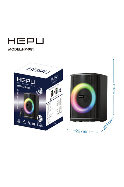 HEPU HP-981 Partybox Bluetooth Hoparlör – 6.5” Hoparlör 40W Güç RGB Işık TWS ...