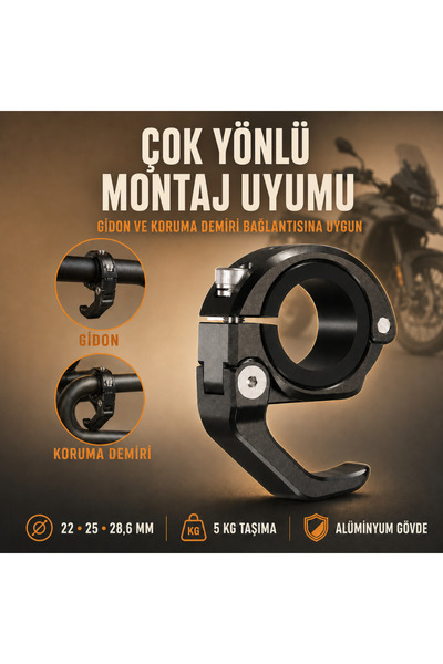 Nukrotech CBK-2 Alüminyum Motosiklet Gidon ve Koruma Demiri Kancası