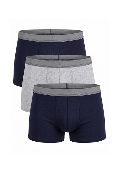 Trendyol Kollektion Marineblau-Grau Melange 3er-Pack Flexible Boxershorts TMN...