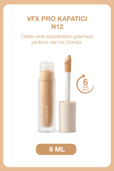 Farmasi VFX Pro Likit Concealer N12 6 ml | Hyalüronik Asit İçeren Aydınlık Gö...