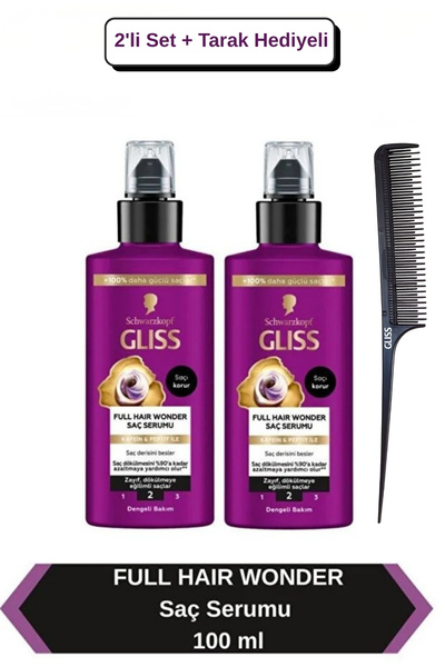 Gliss Full Hair Wonder Dökülme Karşıtı Sıvı Saç Bakım Serumu 100 ml x 2 Adet