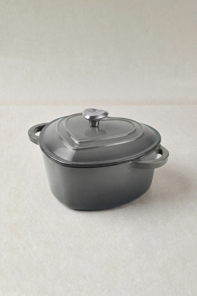 Karaca Love Cast Iron Enamelled Pot Grey 18 cm