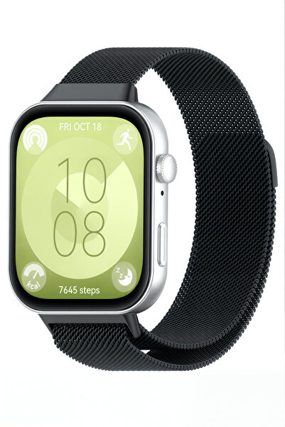 Fibaks Huawei Watch Fit 3/4/4 Pro/5/5 Pro Uyumlu Metal Hasır Örgü Mıknatıslı ...