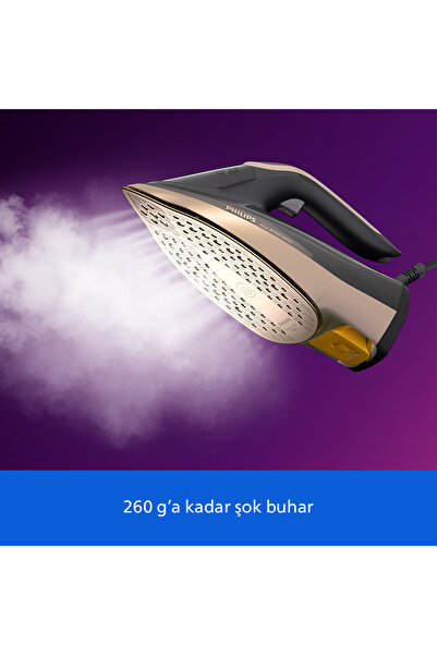 Philips 8000 Serisi Azur Buharlı Ütü, Sıfır Yanık, 260g Turbo şok buhar, 110 g/dk, 3000W, DST8070/80