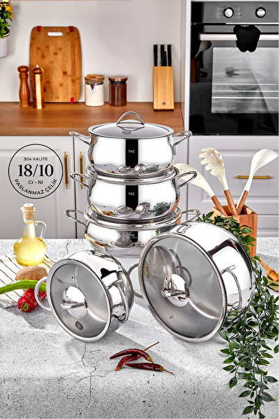 Taç Master Steel İndüksiyon Tabanlı 10 Parça Çelik Tencere Seti
