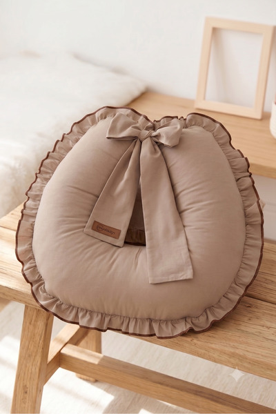 mordesign Cushion Cover, Nursing Pillow Cover/Baby Support Cushion Cover, Cotton Fabric, Ruffle Series, Cappuccino