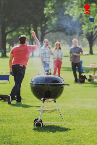 WEBER Classic Weatherproof Barbecue Charcoal Kettle Grill with One-Touch Clea...