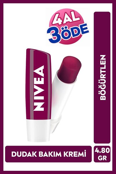 NIVEA Böğürtlen Renkli Dudak Bakım Kremi 4.8gr, Nemlendirici, Hafif Bordo Işı...