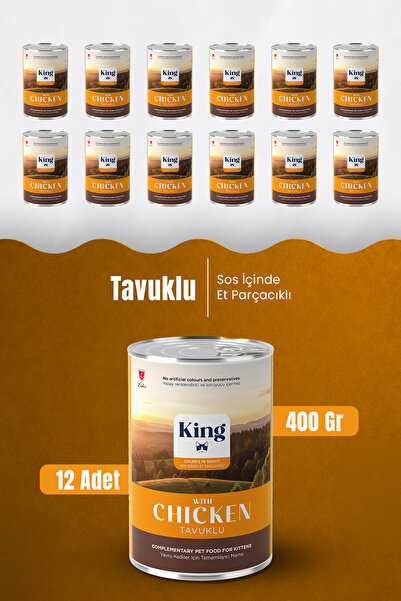 King Tavuk Etli Yavru Kedi Konservesi 400 gr*12 Adet