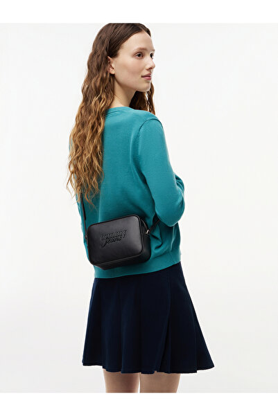Tommy Hilfiger Women's Brand Logo Casual Use Black Shoulder Bag Aw0Aw18451 Bds