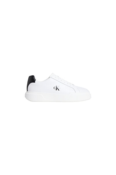 Calvin Klein Men's Logo Embossed Low-Top 100% Leather Black Sneaker