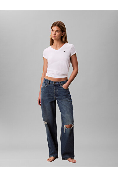 Calvin Klein Monogram Kadın Beyaz T-Shirt