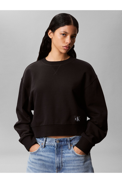 Calvin Klein Pamuklu Relaxed Fit Bisiklet Yaka Crop Sweat LV047C911GUB1 SWEAT...
